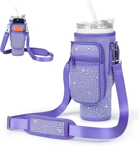 Water Bottle Bag for Stanley Cup 40oz Insulated Sleeve Travel Cup Holder W/Strap