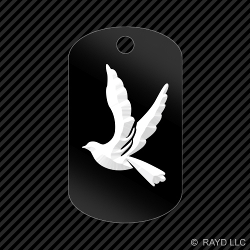 Dove Keychain Dog Tag Engraved with Love Peace in Multiple Colors  