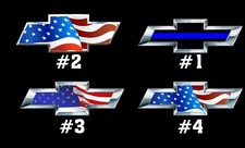Chevrolet Bow-Tie with American Flag - Chevrolet Bow-Tie Blue Line Sticker Decal