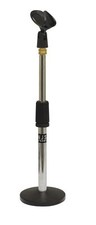 Telescopic Desk Microphone Stand Wth Round Base And Microphone Clip Sliver