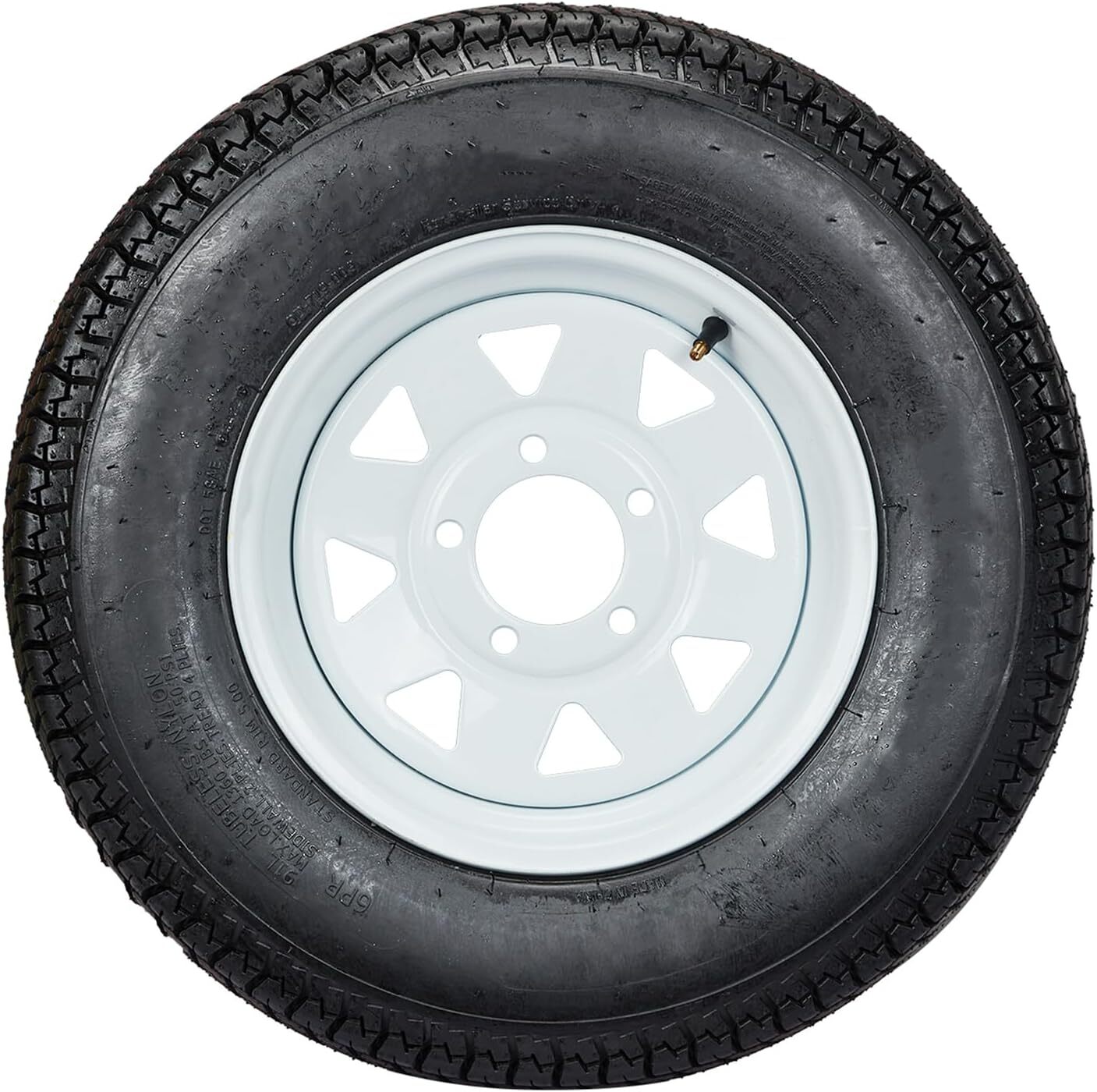 2PC ST205/75D15 Trailer Tire with 15" Rim White Spoke Wheels, 6Ply