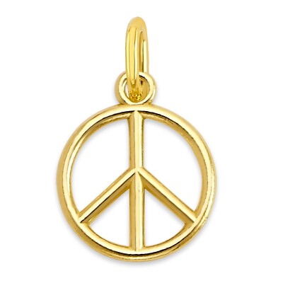 Massiver 10k/14k Gold Frieden Herz Charm - Zierliches Liebe Frieden Symbol Schmuck