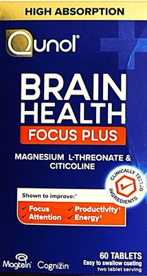 Qunol  Brain Health  Focus Plus  High Absorbtion  60 Tablets