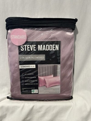 New Steve Madden 2 Pack Of Satin Pillowcases, Soft Pink, Retain Skin Moisture