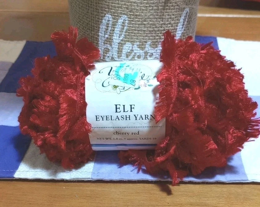 Yarn Bee Elf Polyester Eyelash Yarn - 1 Skein Color Cherry Red #90176 - Image 2 of 4