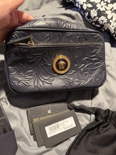 Versace Medusa Navy Crossbody Bag Zip Closure...
