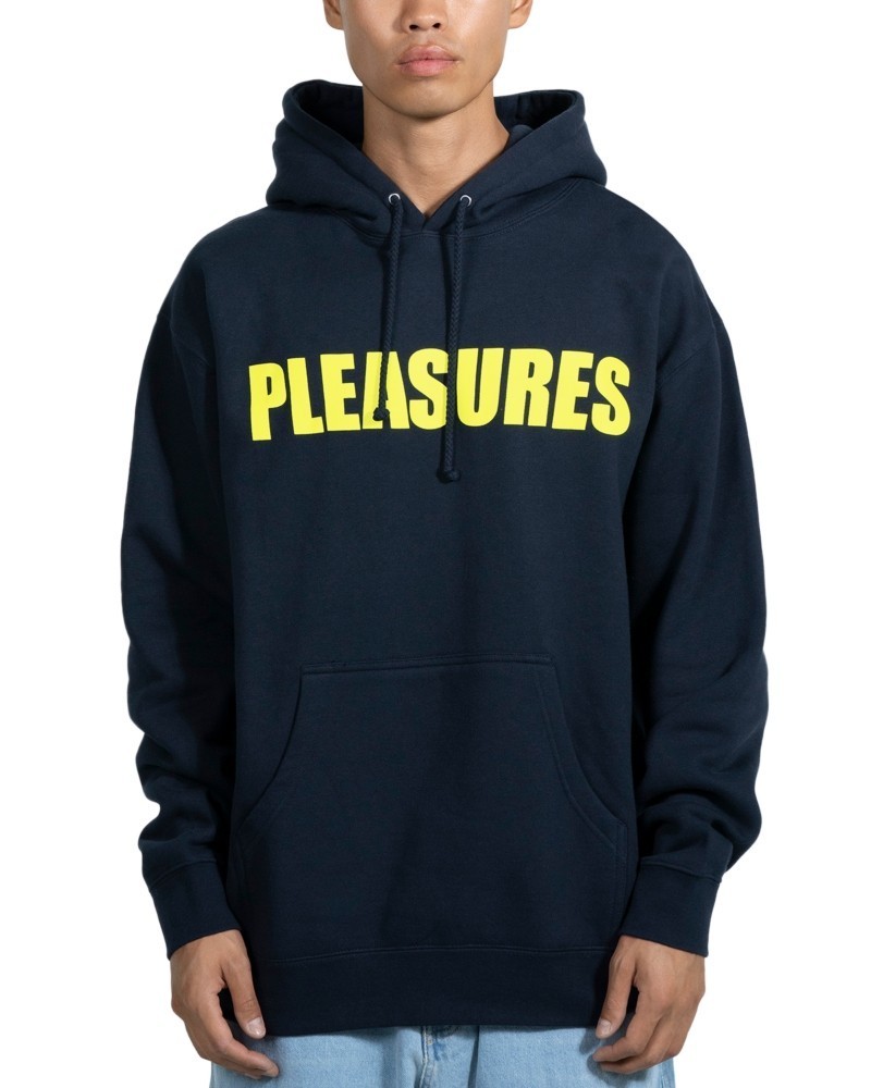 Pleasures Security Graphic Logo Print Hoodie Mens XXL Navy Drawstring Pullover 6690₽