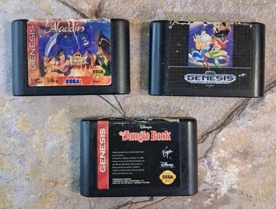 Disney's Aladdin The Little Mermaid Jungle Book - Sega Genesis Lot (3) *TESTED*