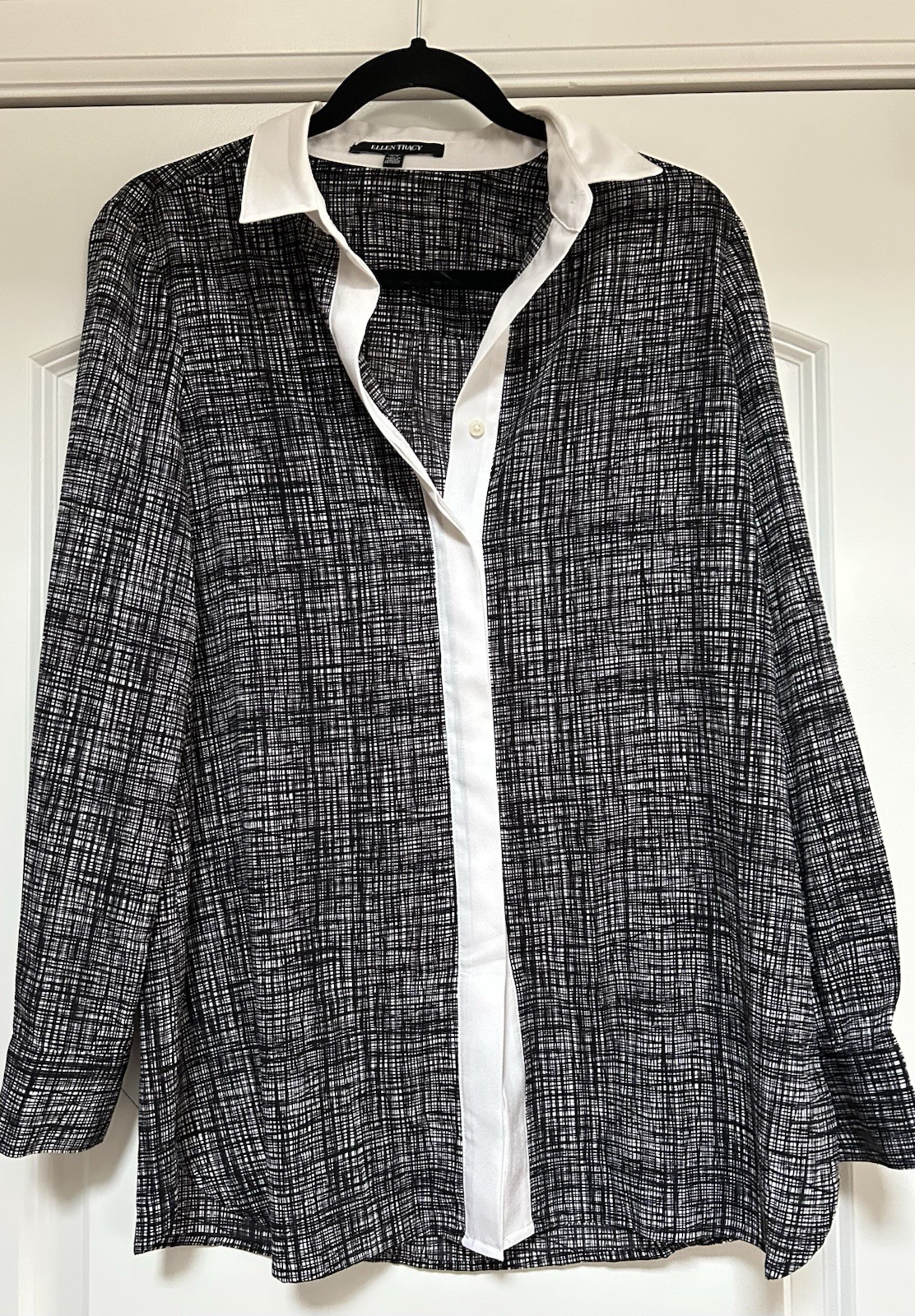 Ellen Tracy Button Up Polyester Tunic Blouse Long… - image 1