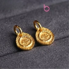 1pair Silver Gold-plated Tibetan Lotus Charm Buddhist Tower Good Luck Amulet