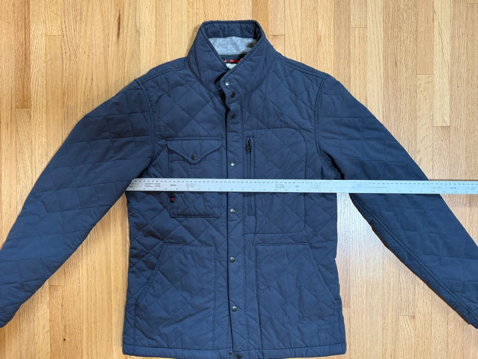 Relwen Insulated Tanker Jacket Men's Sz Small Blue Quilted Orange Lined Coat - second product detail image
