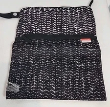 Skip Hop Wet/Dry Bag Black White Chevron Style Fold Over Stroller Attachment