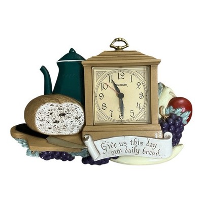 Vintage 1985 Burwood Give Us This Day Our Daily Bread Hanging Wall Clock ~ Works