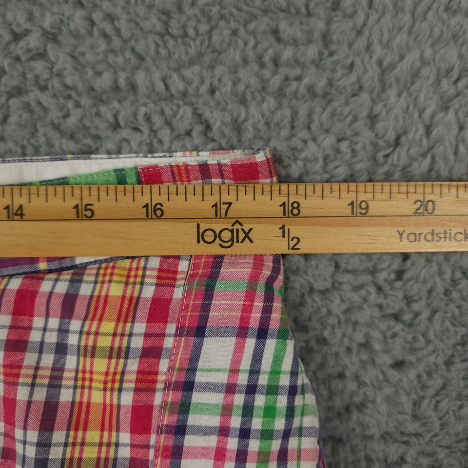 Pantalones Cortos Polo Ralph Lauren De Colección Para Hombres 35 Rojo Azul Madrás Patchwork Cuadros Años 90 Foto 3 de 4