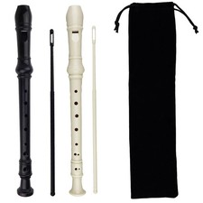 2 Pack German Style 8 Hole-3 Piece Descant Soprano Recorders with Cleaning Ro...