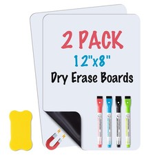 2-Pack Magnetic Dry Erase Board Sheet for Refrigerator, 12"x8" Erasable Fridge W