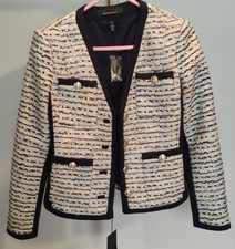 White House Black Market V Neck Tweed Jacket Blazer Size 6 NWT