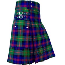 Logan Tartan Men  s Utility Kilt   Scottish Modern Kilt with Pockets  Straps"