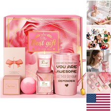 Unique Pink Spa Gift Basket with Candle Bath Bomb - Ideal for Every Occasion