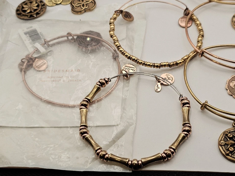 Alex Ani Wire Charm Beaded Gold Lot 6 Project Bracelet Of 33 Pieces ⭐️ As Is  - Image 3 of 4