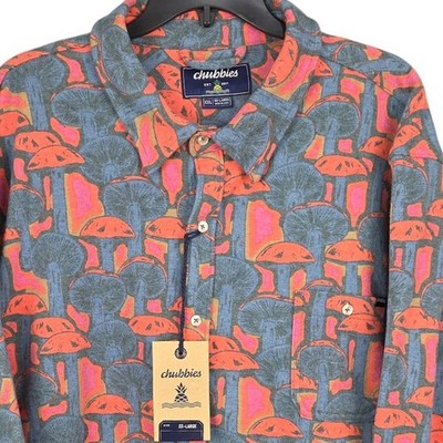 Chubbies Flannel Overshirt Mens XXL Button Down Shirt Funky Spore Mushroom New