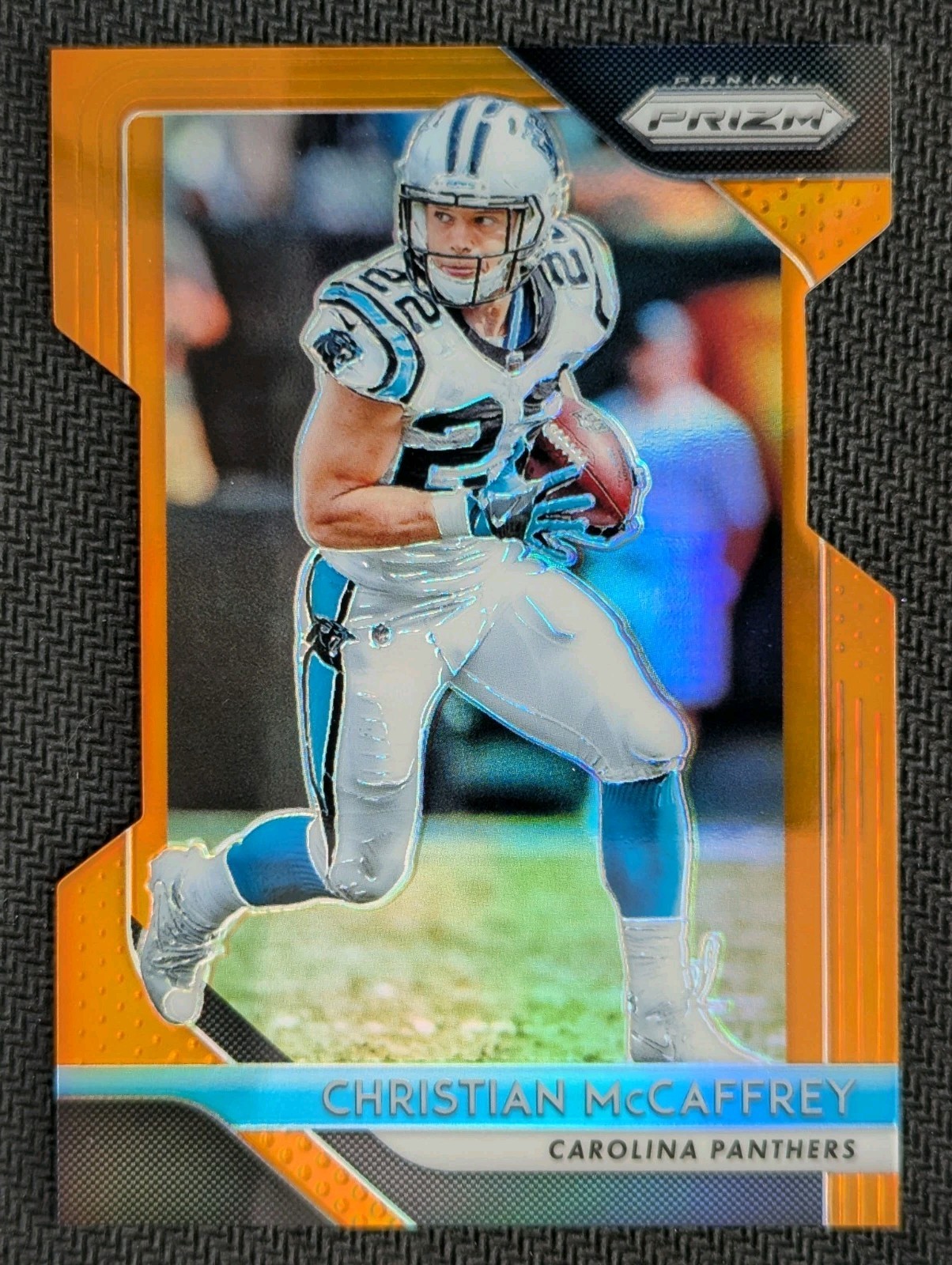 Christian McCaffrey ORANGE PRIZM Die Cut SP #ed 037/249! 2018 Panini Prizm 49ers