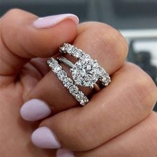 3PCS Engagement Rings Set for 3 Carat Oval Engagement Rings Set for Cubic Zir...