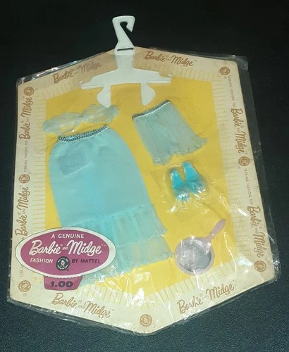 Vintage 1960s Mattel Barbie and Midge fashion light blue lingerie set