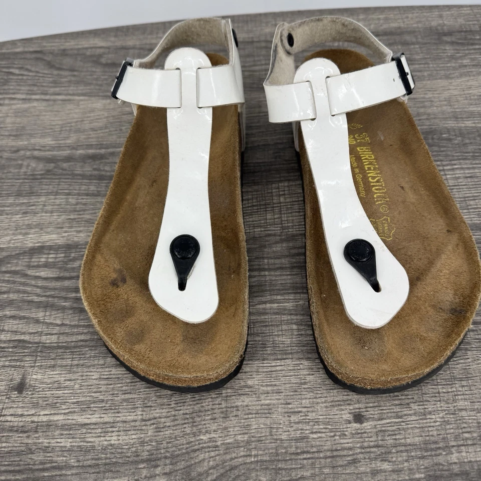 Birkenstock Kairo White Leather Sandals Thong Adjustable Buckle Women's Sz 37 6 - Image 4 of 4