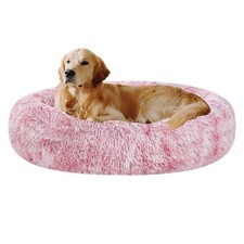 Oval Calming Donut Cuddler Dog Bed,Shag Faux Fur Cat Bed Washable Round Pillo...