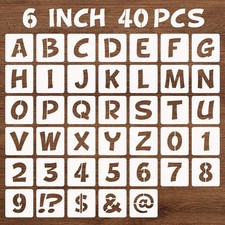 BAMIDELE 6 Inch Letter and Number Stencils, 40 Pcs Reusable Plastic Alphabet ...