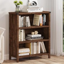 Rustic Short Bookshelf, 3 Shelf Bookcase, Small Wood Low Book Rustic Oak