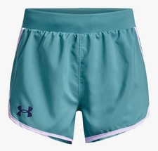 Under Armour Girls' Fly by Shorts, 433 Glacier Blue/Nebula Purple/Sonar Blue,