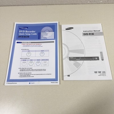 Samsung DVD Recorder DVD-R130 Instruction Manual & Quick Setup Guide Set