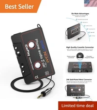 3.7FT Car Audio Cassette to Aux Adapter - Connect Your Smartphone with Ease