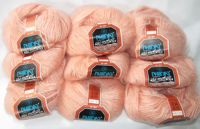 PHILDAR KID MOHAIR NO 4 YARN COLOR 351 APRICOT PEACH 9 BALLS 50G SAME DYE LOT - Photo 1/4