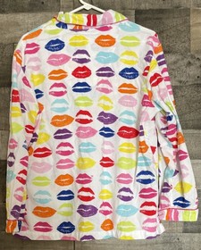 Pink Victoria's Secret Pajama Lounge Set Size Med Kisses Lips Pants Shirt Pocket