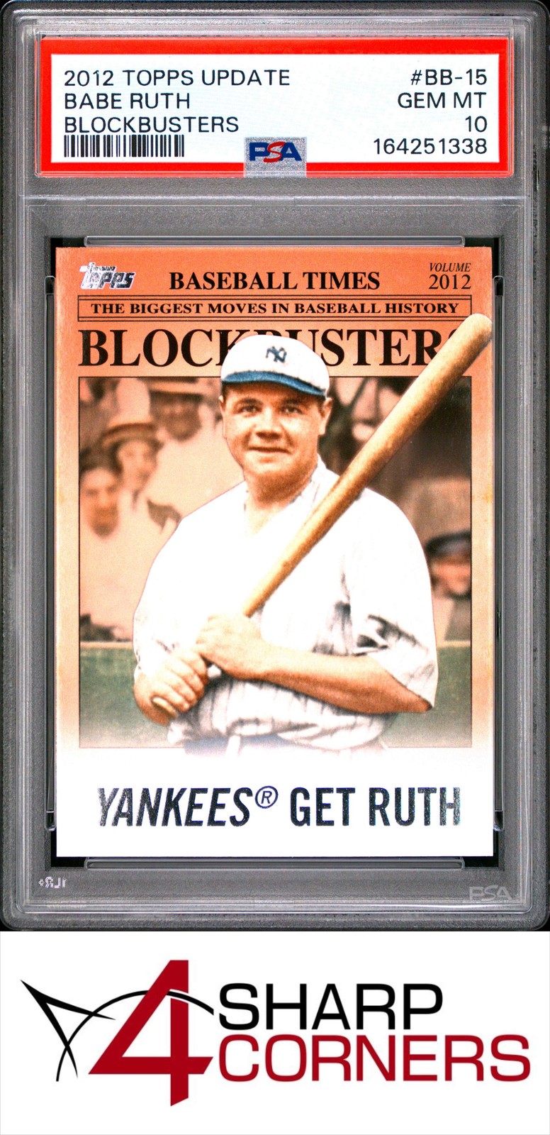 2012 TOPPS UPDATE BLOCKBUSTERS #BB-15 BABE RUTH HOF PSA 10
