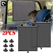 Retractable Car Side Window Sun Shade Auto Roll-Up Curtain Visor UV Shield Cover