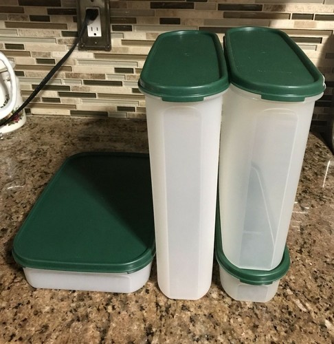 Tupperware modular Mates ~ Set of 4 Rectangular 1 & Super Oval 5, 4, & 1 - Picture 3 of 12