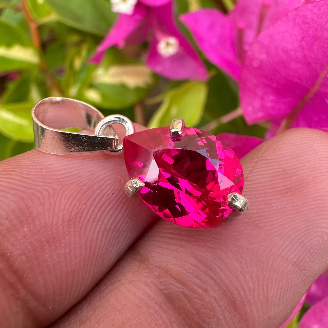 23.90 CT Natural Pink Ruby Loose Gemstone in 925 Solid Silver Pendant