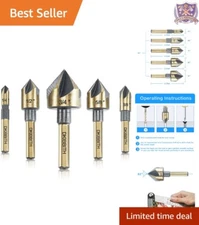5-Piece Countersink Drill Bit Set High-Speed Steel 82 Degree Precision Cuts