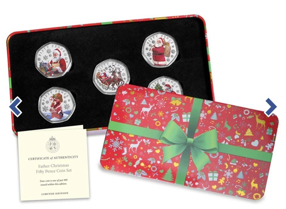 2023 FATHER CHRISTMAS JERSEY COLOUR 5x 50p COIN SET Next day dispatch - Picture 1 of 10