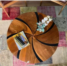 36"x36" Round Epoxy Resin Table Top for Living Room Hallway Furniture