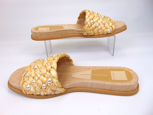 Dolce Vita Pearl Raffia Low Casual Slide Sandals, Women's Size 10.0 Med, - Picture 3 of 13