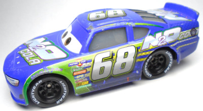 DISNEY PIXAR CARS #68 N20 COLA PURPLE 1:55 DIECAST PISTON CUP RACE CAR W/ GREEN
