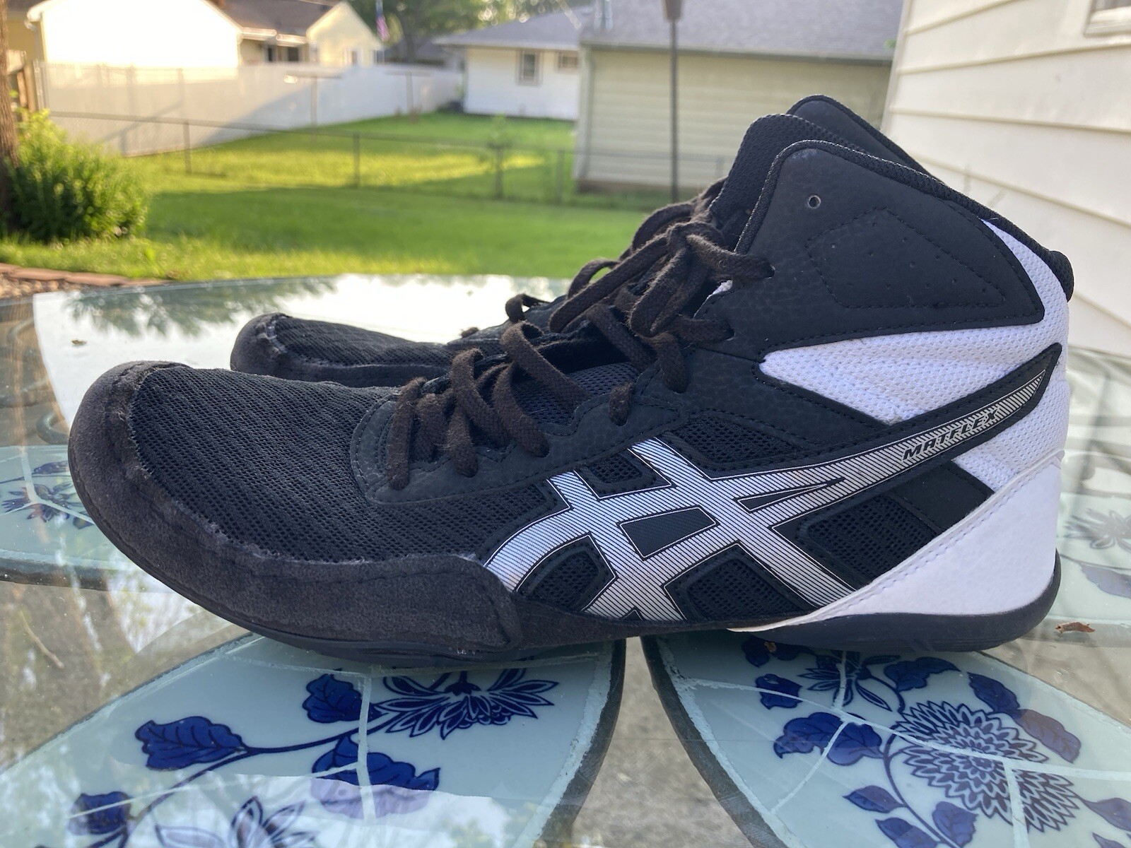 Asics Mens Matflex Wrestling Shoes Black Silver MMA White Size US