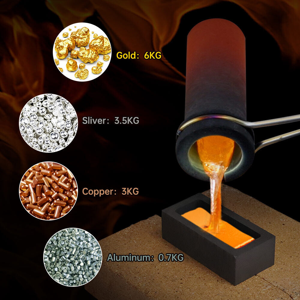 ANUU Gold Melting Furnace, 3 KG Electric Digital Smelting Furnace 1800W  Smelter Kiln Kit Casting Refining Jewelry Precious Metals Gold Silver  Copper