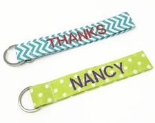 Monogram / Personalize / Customize fabric wristlet key fob with key ring
