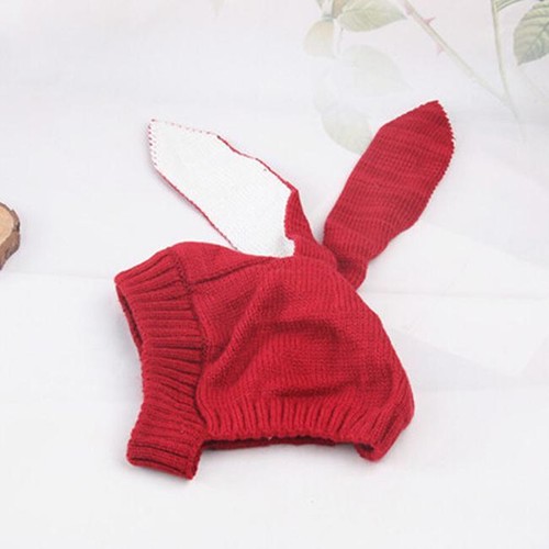 Soft Toddler Kid Rabbit Bunny Ears Crochet Knitted Earflap Hat Warm Cap FI - Picture 12 of 16